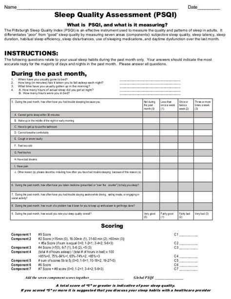New PSQI scoring table pdf Doc